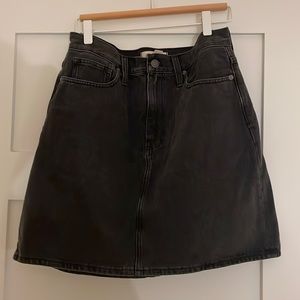 Madewell black distressed denim skirt